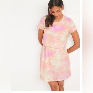Old Navy women’s petite short sleeved waist design tie dye mini t shirt dress